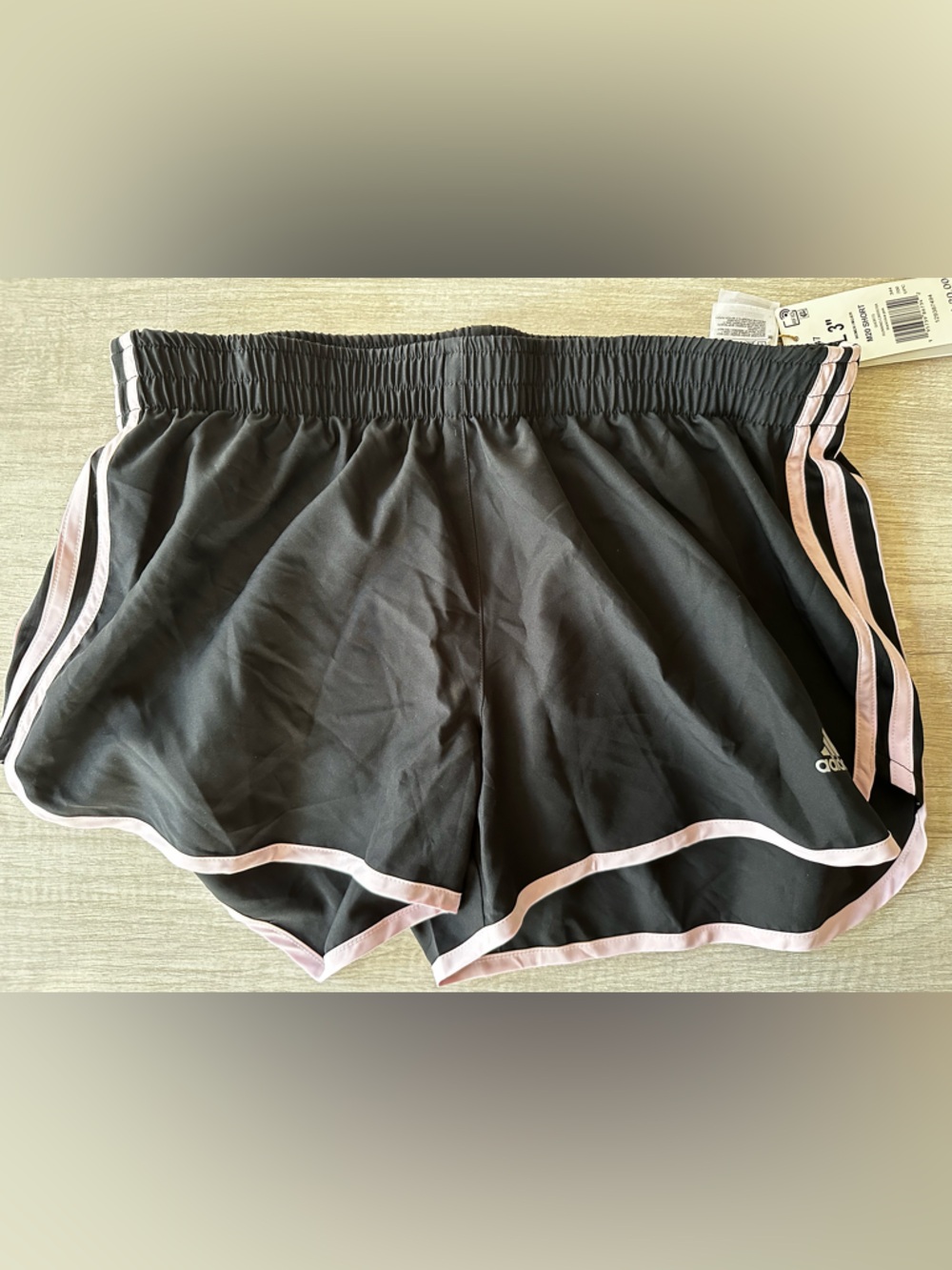 adidas Black athletic Shorts with Pink trim